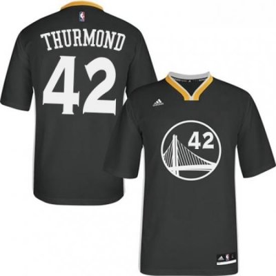 Womens Adidas Golden State Warriors 42 Nate Thurmond Authentic Black Alternate NBA Jersey