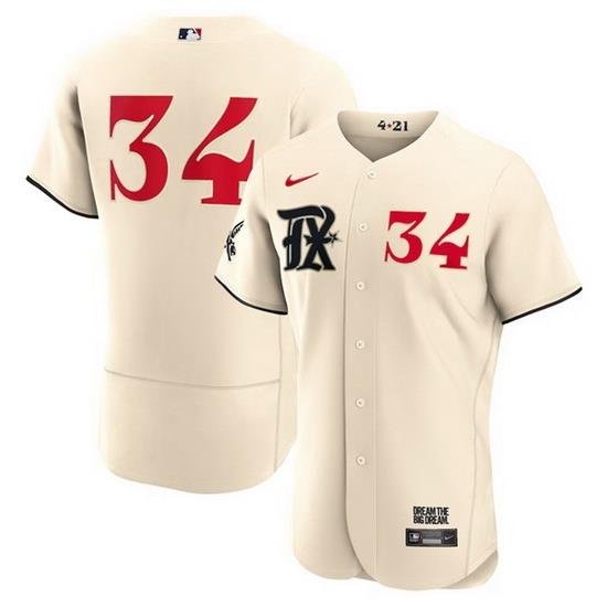 Men's Texas Rangers #34 Nolan Ryan Cream 2023 City Connect Flex Base Stitched Baseball Jersey