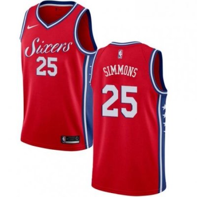 Womens Nike Philadelphia 76ers 25 Ben Simmons Authentic Red Alternate NBA Jersey Statement Edition