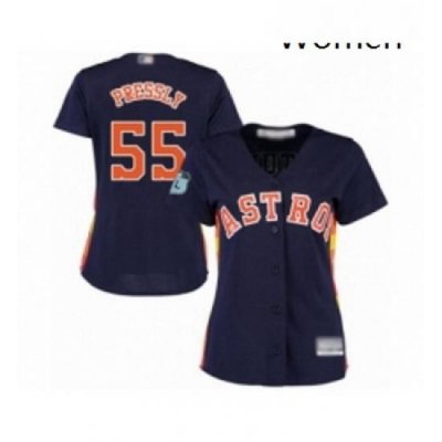 Womens Houston Astros 55 Ryan Pressly Authentic Navy Blue Alternate Cool Base Baseball Jersey