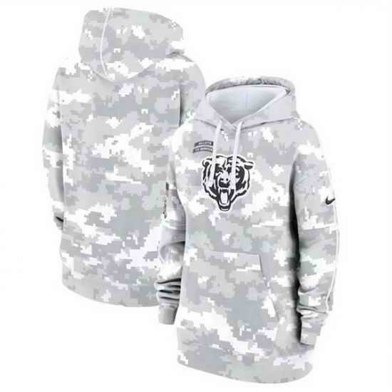 Women Chicago Bears 2024 Arctic Camo Salute To Service Club Fleece Pullover Hoodie