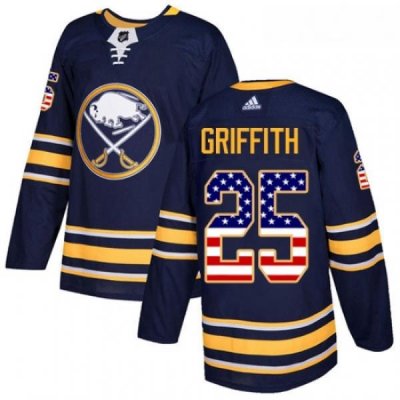 Youth Adidas Buffalo Sabres 25 Seth Griffith Authentic Navy Blue USA Flag Fashion NHL Jersey