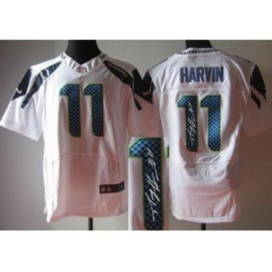 Nike Seattle Seahawks 11 Percy Harvin White Elite Signed NFL Jersey