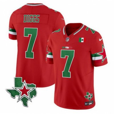 Men Dallas Cowboys 7 Trevon Diggs 2024 Mexico Red F U S E  Stitched Football Jersey