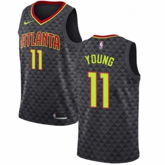 Youth Nike Atlanta Hawks 11 Trae Young Swingman Black NBA Jersey Icon Edition