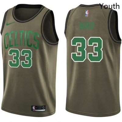 Youth Nike Boston Celtics 33 Larry Bird Swingman Green Salute to Service NBA Jersey