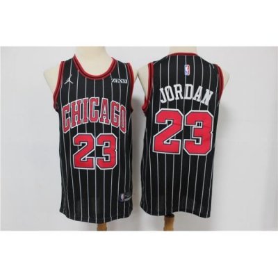 Men Jordan Brand Chicago Bulls Michael Jordan 23 Black Strips Swingman Jersey