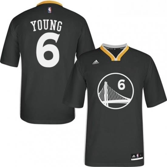 Youth Adidas Golden State Warriors 6 Nick Young Authentic Black Alternate NBA Jersey