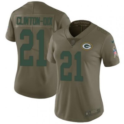 Womens Nike Packers #21 Ha Ha Clinton Dix Olive  Stitched NFL Limited 2017 Salute to Service Jersey