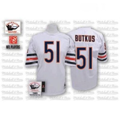 Mitchell and Ness Chicago Bears 51 Dick Butkus White Authentic Throwback NFL Jersey