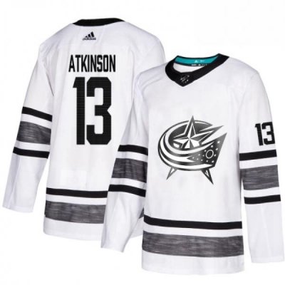 Mens Adidas Columbus Blue Jackets 13 Cam Atkinson White 2019 All Star Game Parley Authentic Stitched NHL Jersey