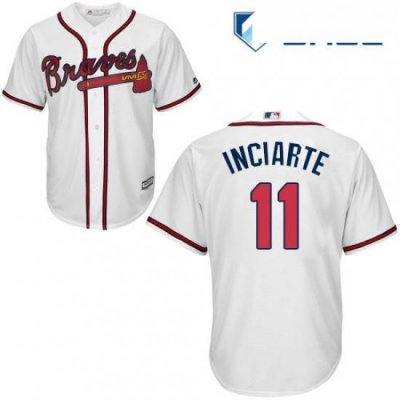 Youth Majestic Atlanta Braves 11 Ender Inciarte Replica White Home Cool Base MLB Jersey