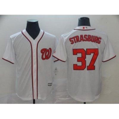 Nationals 37 Stephen Strasburg White Cool Base Jersey