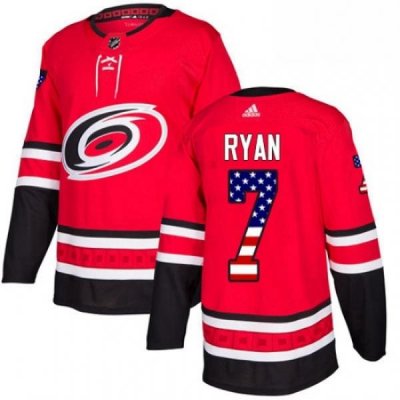 Mens Adidas Carolina Hurricanes 7 Derek Ryan Authentic Red USA Flag Fashion NHL Jersey