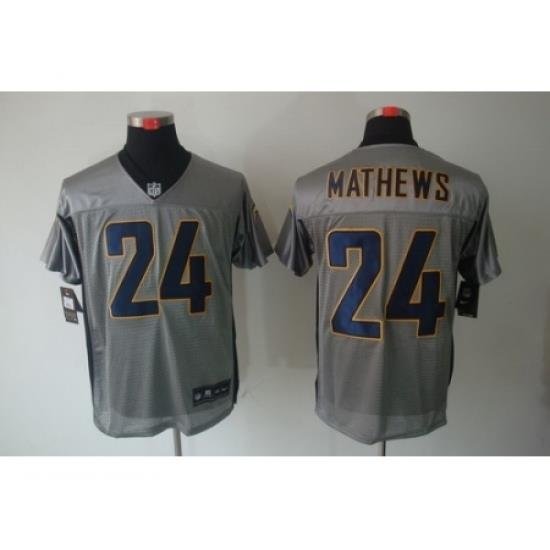 Nike San Diego Chargers 24 Ryan Mathews Grey Elite Shadow NFL Jersey