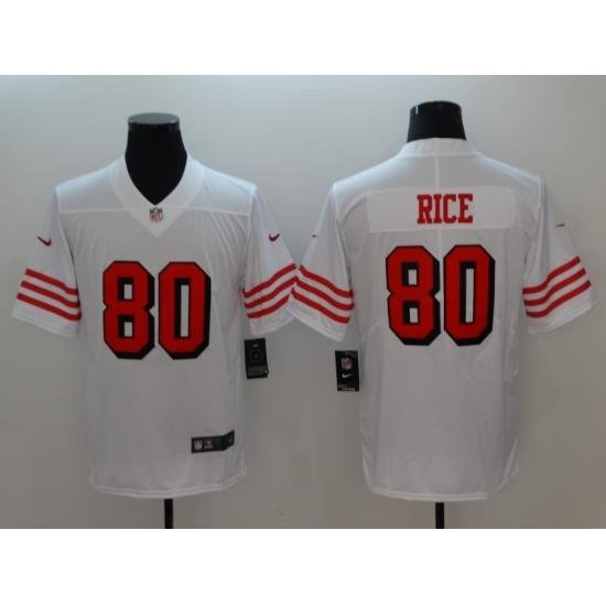 Men's San Francisco 49ers Jerry Rice 80 White Nike Scarlet Player Limited Jersey