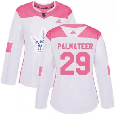 Womens Adidas Toronto Maple Leafs 29 Mike Palmateer Authentic WhitePink Fashion NHL Jersey