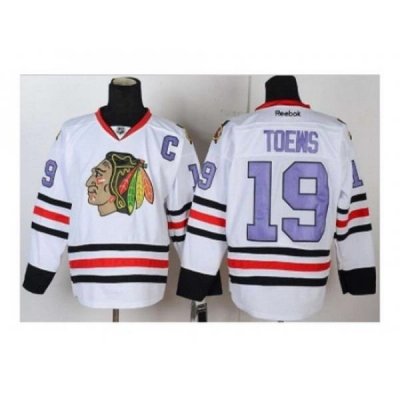 NHL Jerseys Chicago Blackhawks #19 Toews white[number purple][patch C]