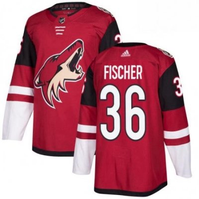 Mens Adidas Arizona Coyotes 36 Christian Fischer Authentic Burgundy Red Home NHL Jersey