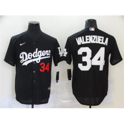 Dodgers 34 Fernando Valenzuela Black 2020 Nike Cool Base Jersey