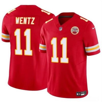 Men   Kansas City Chiefs 11 Carson Wentz Red 2023 F U S E Vapor Untouchable Limited Stitched Football Jersey