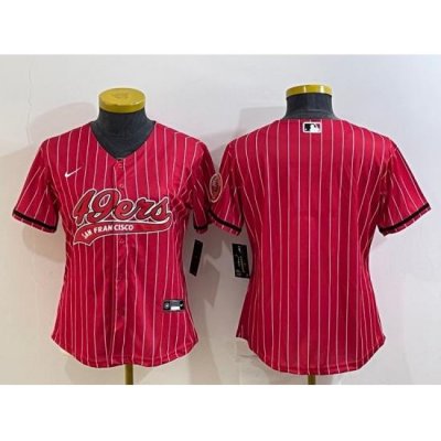 Women San Francisco 49ers Blank Red With Patch Cool Base Stitched Baseball Jersey