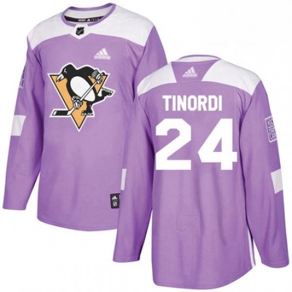 Mens Adidas Pittsburgh Penguins 24 Jarred Tinordi Authentic Purple Fights Cancer Practice NHL Jersey