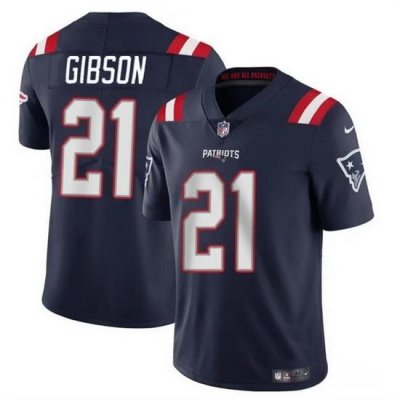 Men New England Patriots 21 Antonio Gibsonz Navy Vapor Limited Stitched Football Jersey