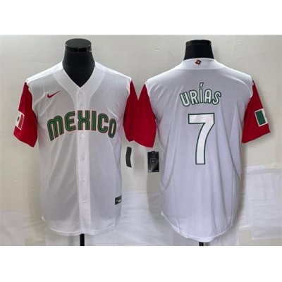 Men Mexico Baseball 7 Julio Urias 2023 White Red World Baseball With Patch Classic Stitched Jersey 3