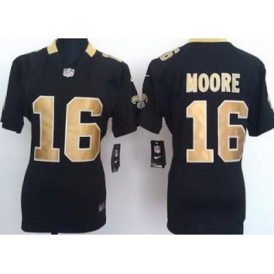 Women Nike NeW Orleans Saints 16 Lance Moore Black Nike NFL Jersey