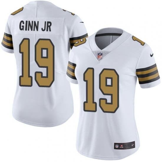 Nike Saints #19 Ted Ginn Jr White Womens Stitched NFL Limited Rush Jersey