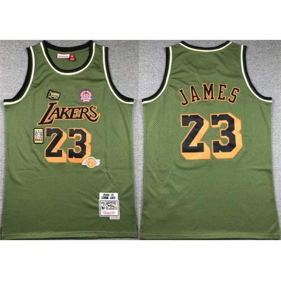 Men Los Angeles Lakers 23 LeBron James Green 2018 19 Throwback Basketball Jersey