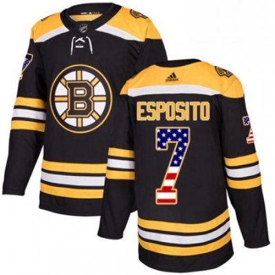 Mens Adidas Boston Bruins 7 Phil Esposito Authentic Black USA Flag Fashion NHL Jersey