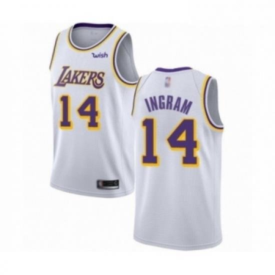 Mens Los Angeles Lakers 14 Brandon Ingram Authentic White Basketball Jerseys Association Edition