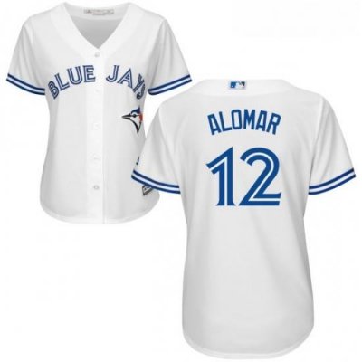 Womens Majestic Toronto Blue Jays 12 Roberto Alomar Replica White Home MLB Jersey