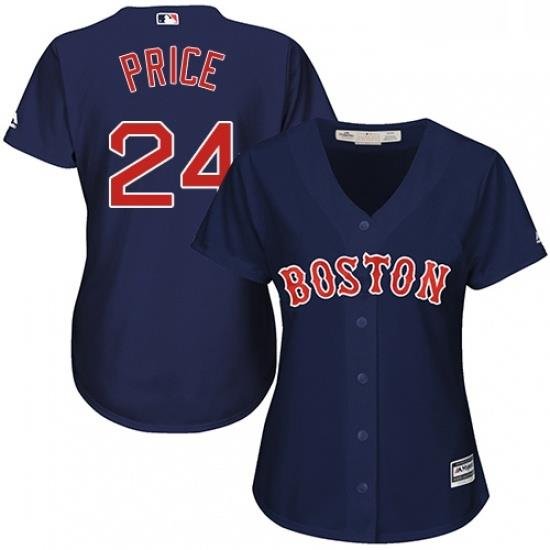 Womens Majestic Boston Red Sox 24 David Price Authentic Navy Blue Alternate Road MLB Jersey