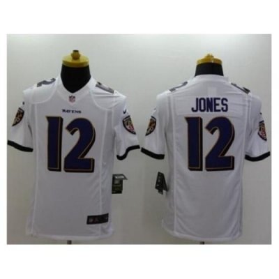 Nike Baltimore Ravens 12 Jacoby Jones White Limited Alternate NFL Jersey