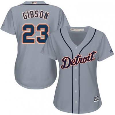 Womens Majestic Detroit Tigers 23 Kirk Gibson Replica Grey Road Cool Base MLB Jersey