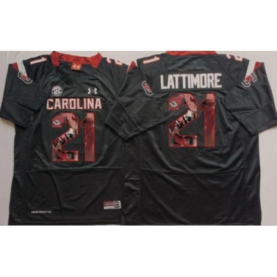 South Carolina Gamecocks 21 Marcus Lattimore Black Portrait Number College Jersey