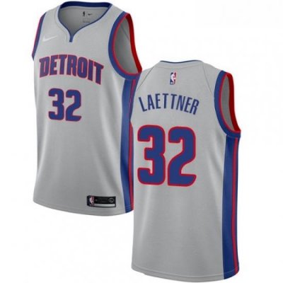 Womens Nike Detroit Pistons 32 Christian Laettner Swingman Silver NBA Jersey Statement Edition