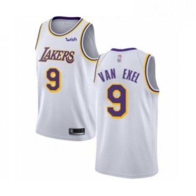 Womens Los Angeles Lakers 9 Nick Van Exel Authentic White Basketball Jerseys Association Edition