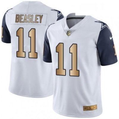 Mens Nike Dallas Cowboys 11 Cole Beasley Limited WhiteGold Rush NFL Jersey