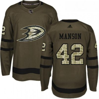 Youth Adidas Anaheim Ducks 42 Josh Manson Premier Green Salute to Service NHL Jersey