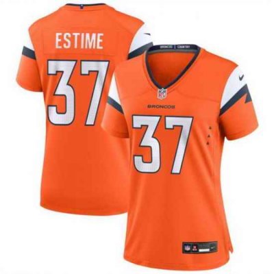 Women Denver Broncos 37 Audric Estime Orange 2024 Stitched Jersey