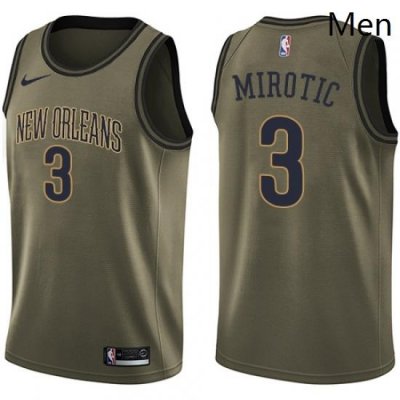 Mens Nike New Orleans Pelicans 3 Nikola Mirotic Swingman Green Salute to Service NBA Jersey