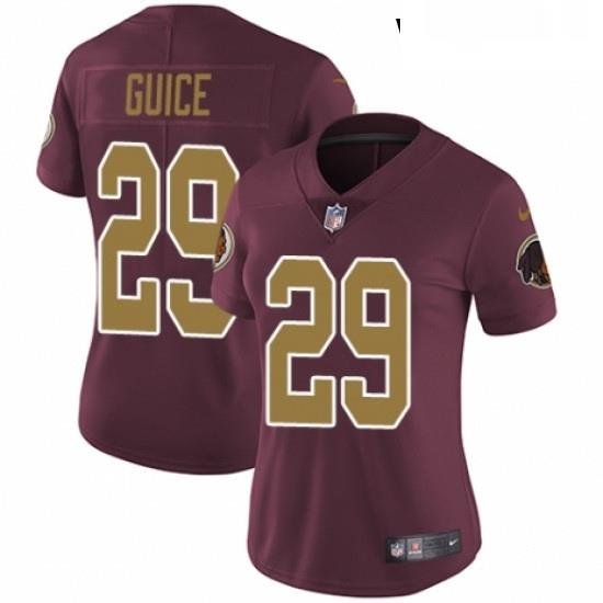 Womens Nike Washington Redskins 29 Derrius Guice Burgundy RedGold Number Alternate 80TH Anniversary Vapor Untouchable Elite Player NFL Jersey