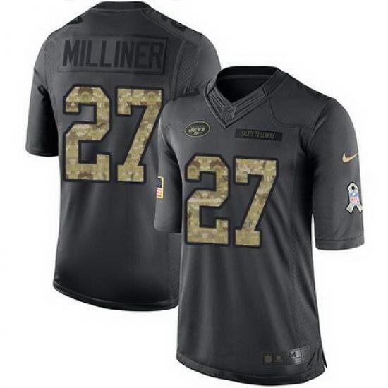 Nike Jets #27 Dee Milliner Black Mens Stitched NFL Limited 2016 Salute to Service Jersey