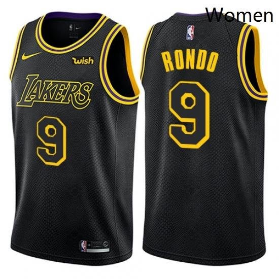 Womens Nike Los Angeles Lakers 9 Rajon Rondo Swingman Black NBA Jersey City Edition