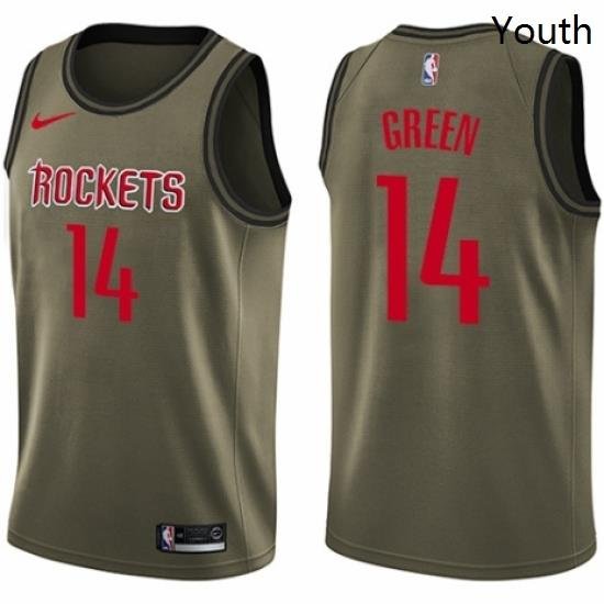 Youth Nike Houston Rockets 14 Gerald Green Swingman Green Salute to Service NBA Jersey