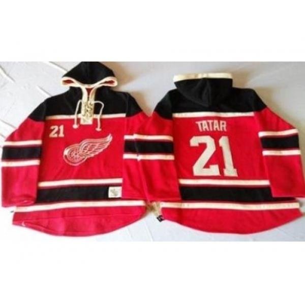 Detroit Red Wings 21 Tomas Tatar Red Sawyer Hooded Sweatshirt Stitched NHL Jersey